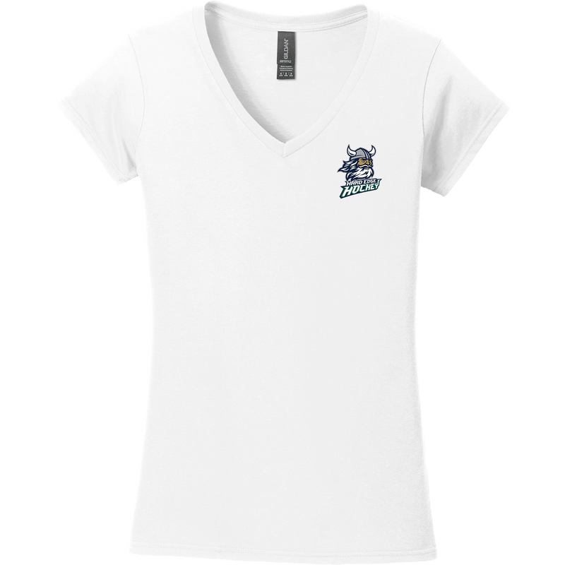 Hard Edge Hockey Softstyle Ladies Fit V-Neck T-Shirt