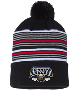 Blizzard 12 Inch Striped Pom-Pom Cuffed Beanie